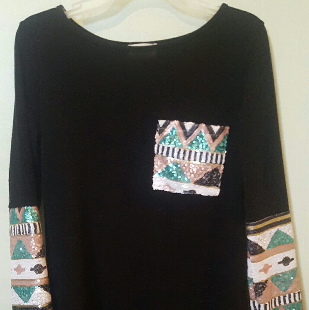 Sequined Long Sleeve Light Sweater
